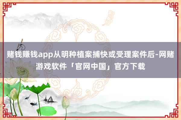 赌钱赚钱app从明种植案捕快或受理案件后-网赌游戏软件「官网中国」官方下载